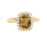 Bold & Elegant 14K Yellow Gold Rectangular Cushion Cut 1.50 Carats Yellow Sapphire & 0.22 Carats Diamond Halo Ring