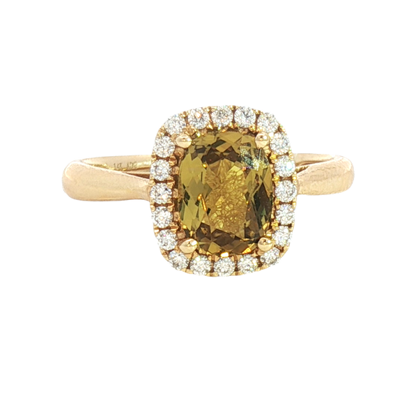 Bold & Elegant 14K Yellow Gold Rectangular Cushion Cut 1.50 Carats Yellow Sapphire & 0.22 Carats Diamond Halo Ring