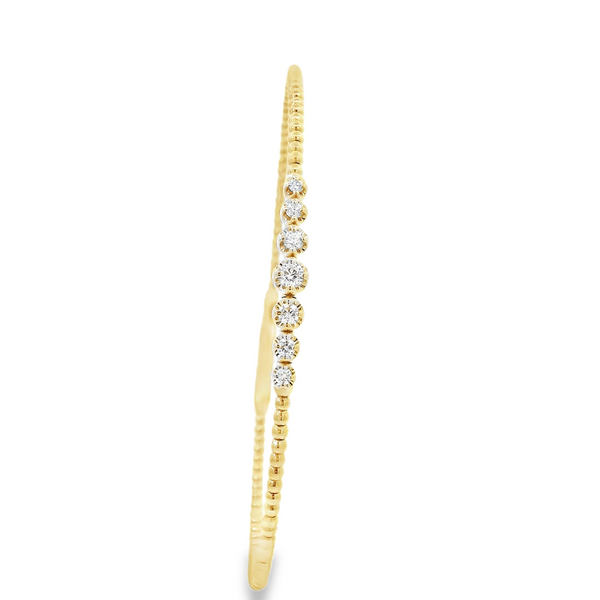 Sophisticated & Timeless Diamond Bracelets 14K Gold Yellow & Titanium 0.23 Carats Graduated Diamond Flexible Bangle Bracelet - 0.23 CTW, Size 6.75 Inch
