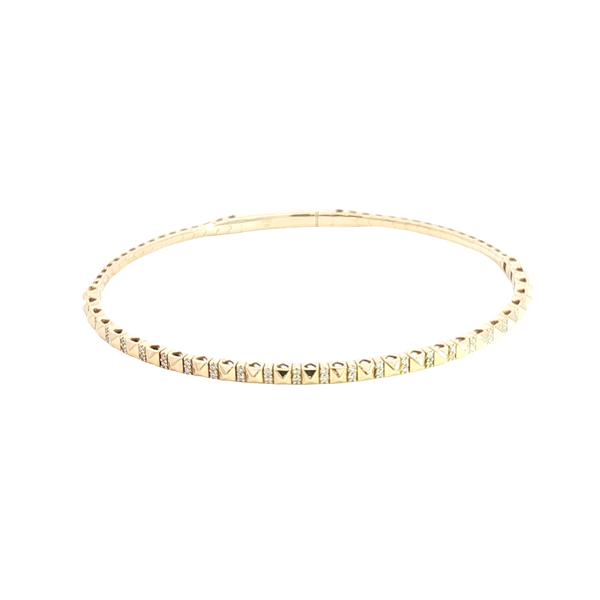 Sophisticated & Timeless Diamond Bracelets 14K Yellow Gold 0.20 Carats Diamond Bangle Bracelet - 6.75 Inch