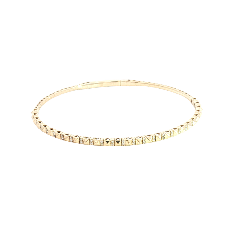 Sophisticated & Timeless Diamond Bracelets 14K Yellow Gold 0.20 Carats Diamond Bangle Bracelet - 6.75 Inch