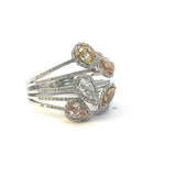 Elegant & Trendy 18K White Gold 1.55 Carats Fancy Diamond & 0.86 Carats Round Cut Diamond Halo Split Band Ring
