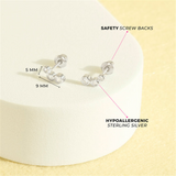 Sterling Silver Bezel Climber April Birthstone CZ Earrings For Children