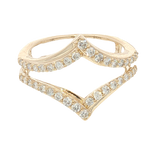 14K Yellow Gold 0.50 Carats Diamond Chevron Guard Ring