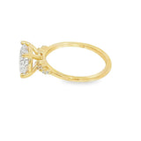 Elegant Diamond Mountings 14K Yellow Gold Round Cut Cubic Zirconium & 0.11 Carats Diamond Engagement Ring