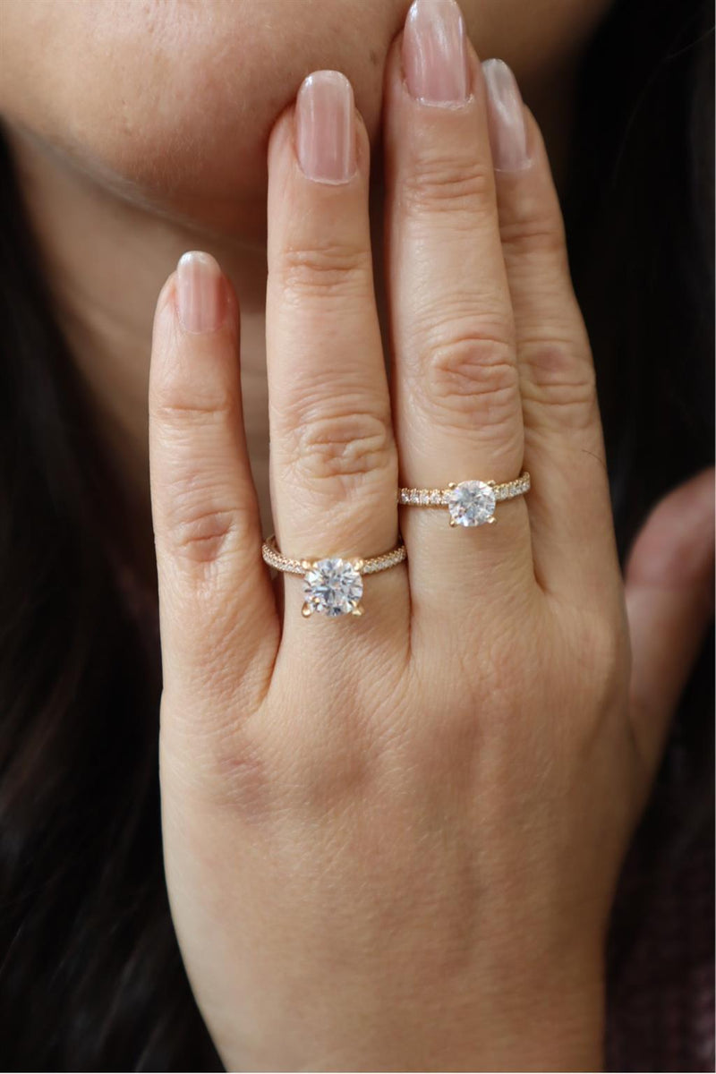 14K Gold Yellow Diamond Accented Round Engagement Ring - 1/4 CTW Diamond