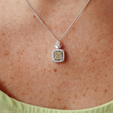 Elegant Diamond Necklaces & Pendants 14K Gold Two-Toned 1.34 Carats Fancy Yellow Cushion, Marquise & Round Diamonds Halo Pendant