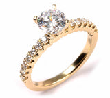 Yellow 18 Karat Gold .35 Carats Diamond Stackable Round Engagement Ring