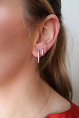 Classic & Contemporary 14K White Gold 0.16 Carats Diamond Hoop Earrings