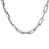 Elegant Diamond Necklaces 18K White Gold 0.99 Carats Diamond Paper Clip Link Necklace - 16.5 Inch