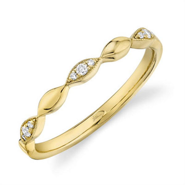 Elegant Diamond Bands 14K Yellow Gold Stackable 0.05 Carats Diamond Stackable Band