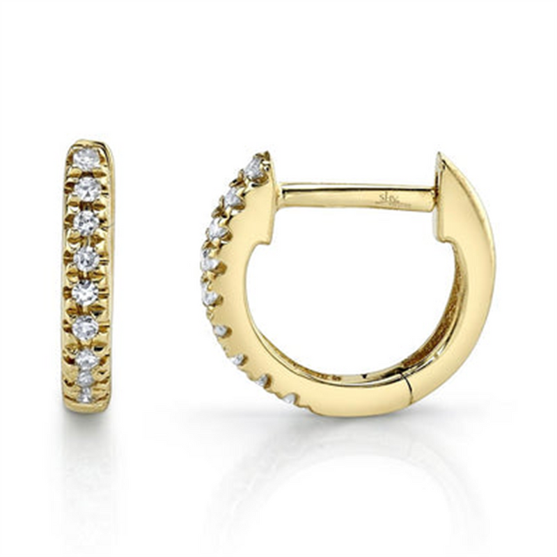 Classic & Contemporary 14K Yellow Gold 0.04 Carats Diamond Huggie Earrings