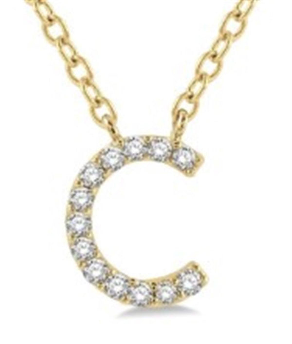 Elegant Diamond Necklaces 10K Gold Yellow 0.05 Carats Diamond Initial C Pendant Necklace - 18 Inch Adjustable