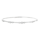 Sophisticated & Timeless Diamond Bracelets 14K Gold White & Titanium Milgrain & Beaded 0.34 Carats Flexible Bangle Bracelet - 0.34 CTW, Size 6.75 Inch