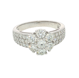 Elegant & Trendy 18K White Gold 1.63 Carats Diamond Floral Inspired Ring