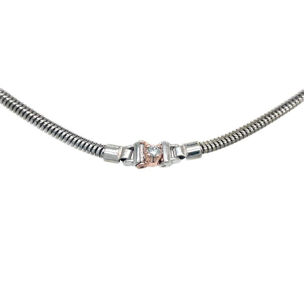 Sophisticated & Timeless Diamond Bracelets 14K Gold Two-Toned Rose & White Round 0.06CT Diamond Add-A-Link Tennis Starter Bracelet - 0.06 CTW, Size 7.25 Inch