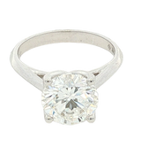 14K White Gold Round Cut 3.0 Carats Lab Grown Diamond Knife Edge Solitaire Ring