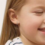 Sterling Silver Double Sided February Birthstone Purple CZ 8.0 MM Hoop Earrings