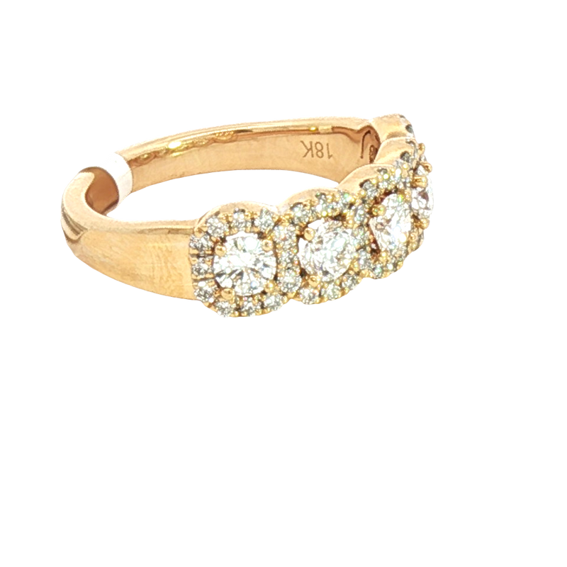Elegant Diamond Bands 18K Yellow Gold 1.15 Carats Diamond Blended Halo Band