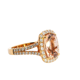 Bold & Elegant 18K Rosé Gold Cushion Cut 3.80 Carats Morganite & 0.75 Carats Diamond Halo Ring