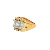 Elegant & Trendy 18K Yellow & White Gold Baguette & Round Cut 1.50 Carats Diamond Ring