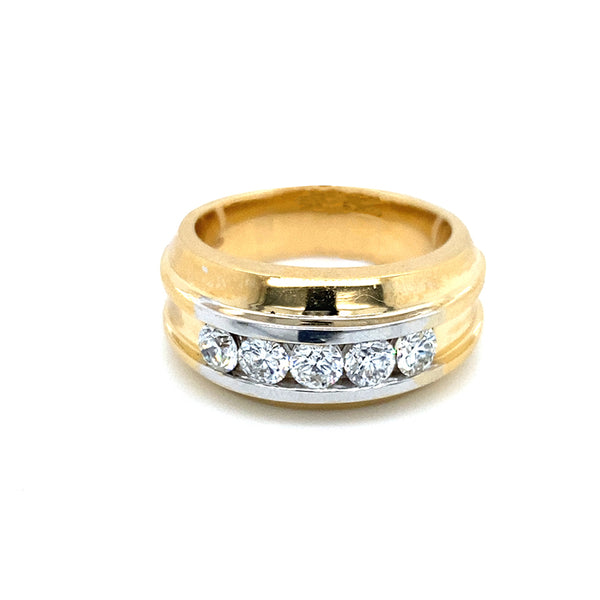 Two-Toned 14 Karat Gold 1.16 Carats Diamond Channel Set Ring