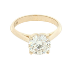 14K Yellow Gold Round Cut 2.0 Carats Lab Grown Diamond Knife Edge Solitaire Ring