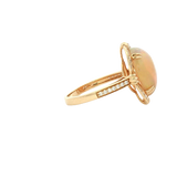 Bold & Elegant 18K Gold Yellow Halo Opal Fashion Rings - Opal 4.05 Carats & Diamond 0.22 Carats