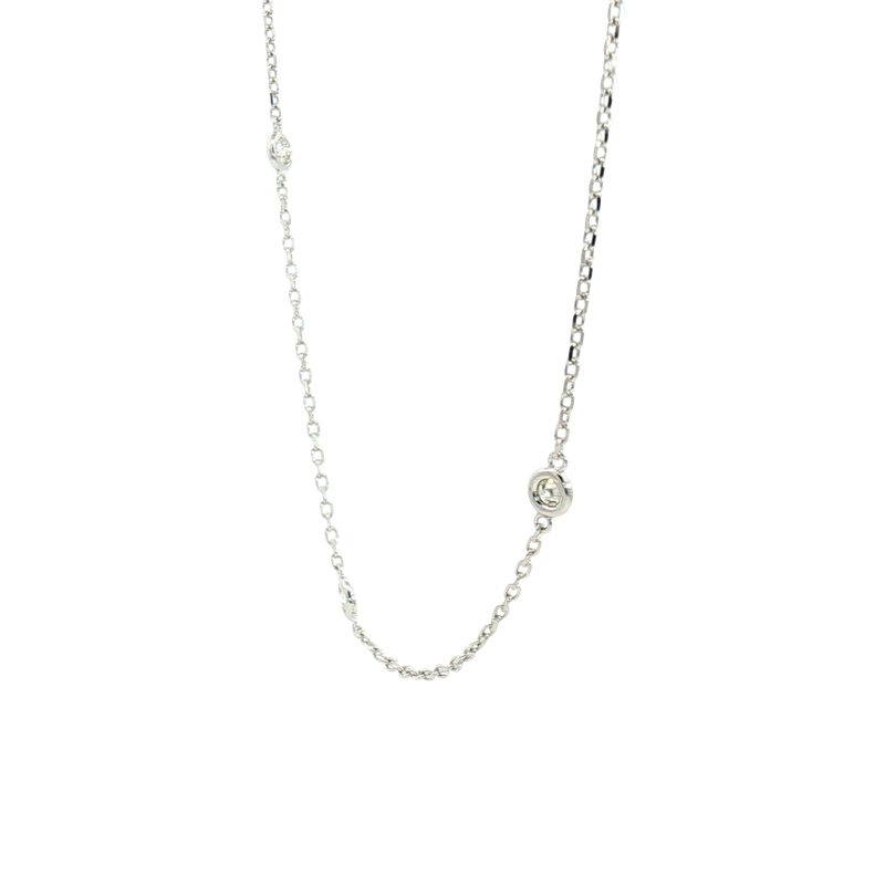 Elegant Diamond Necklaces 14K White Gold 0.56 Carats Diamond Station Necklace - 18 Inch