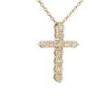 Vibrant 14K Yellow Gold 0.83 Carats Diamond Cross Pendant