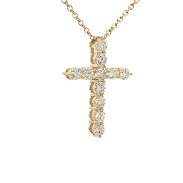 Vibrant 14K Yellow Gold 0.83 Carats Diamond Cross Pendant