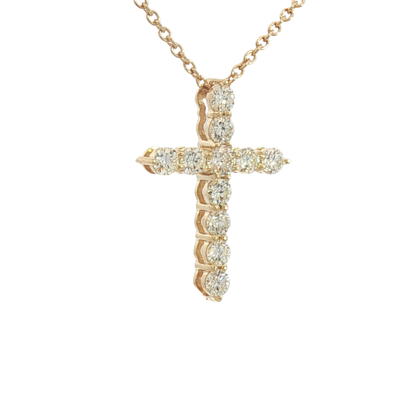 Vibrant 14K Yellow Gold 0.83 Carats Diamond Cross Pendant