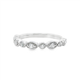 Elegant Diamond Bands 14K Gold White Stackable 1/4 Carats Diamond Anniversary Band With Milgrain Accents