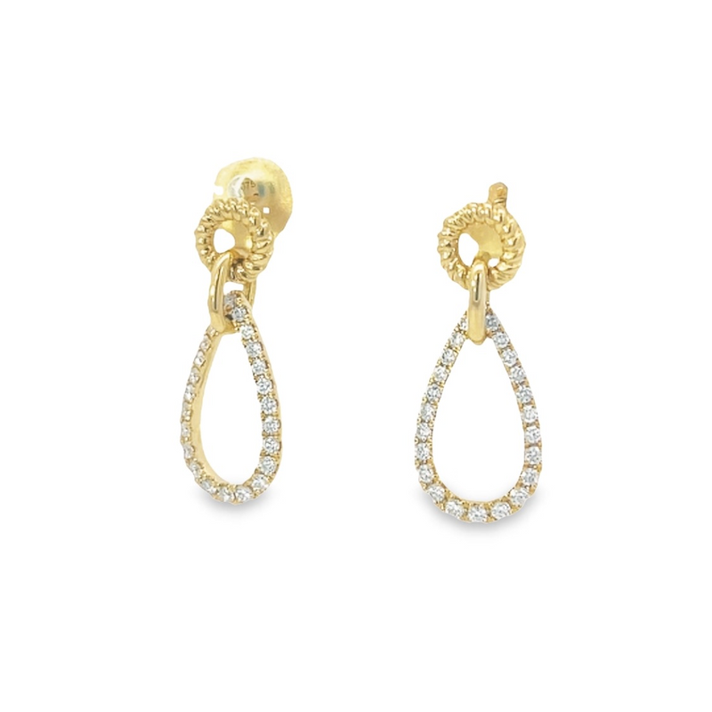 Yellow 18 Karat Gold 0.3 Carats Diamond Dangle Earrings