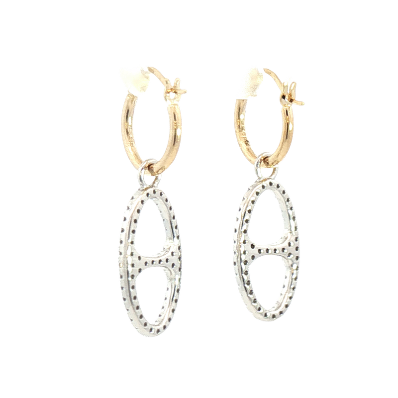 Classic & Contemporary 14K Yellow & White Gold 0.49 Carats Diamond Earrings