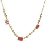 Vibrant Colored Stone Necklaces 14K Yellow Gold 1.40 Carats Ruby & 0.50 Carats Diamond Flexible Bar Necklace - 18 Inch