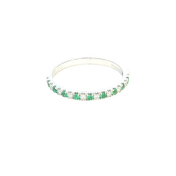Bold & Elegant Color Stone Fashion Bands- MPJ Exclusive 14K White Gold Stackable Alternating 0.12 Carats Diamonds & 0.12 Carats Emerald Ring