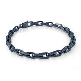Matte Blue Ion Plated Over Stainless Steel 5.5 MM Cylinder Link Bracelet - 8 Inch