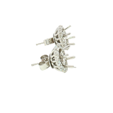 Classic & Contemporary 18K White Gold Semi Mount Stud Earrings & 1.01 Carats Diamond Halo Jackets