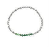 Elegant & Eye Catching Sterling Silver Emerald Bead Bracelet, Length 6 Inch