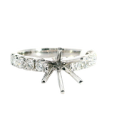 Elegant Diamond Mountings 18K White Gold 7.4mm Round Diamond Semi Mount Ring - 0.70 Carats