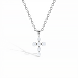 Elegant Pearl Necklaces & Pendants Sterling Silver & Simulated Pearl Cross Necklace - 17.5  Inch