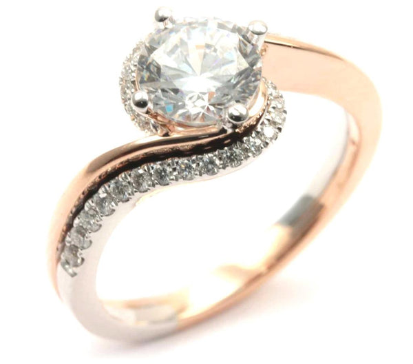 Two-Toned 18 Karat Gold Round Diamond Bypass 0.20 Carats Engagement Ring