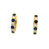 Vibrant Color Stone 18K Yellow Gold 0.79 Carats Blue Sapphire & 0.45 Carats Diamond Hoop Earrings