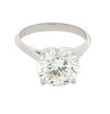 14K White Gold Round Cut 4.0 Carats Lab Grown Diamond Knife Edge Solitaire Ring