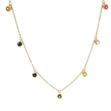 Vibrant Colored Stone Necklaces 14K Yellow Gold 0.40 Carats Multi Colored Sapphire Drop Necklace - 18 Inch