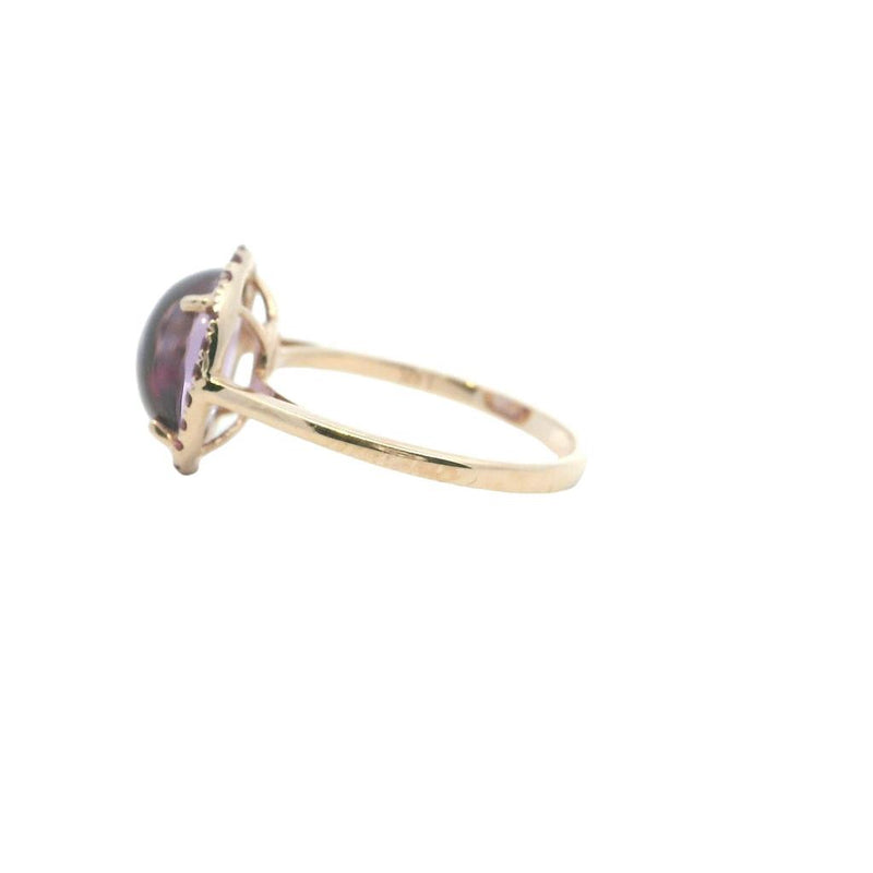 Bold & Elegant 14K Gold Rosé Halo Color Stone Fashion Rings - 3.80 Carats Amethyst & 0.33 Carats Rubies
