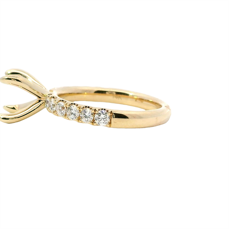 Elegant Diamond Mountings 14K Gold Yellow Diamond Accented Round Engagement Ring - 0.75 Carats Accent Diamonds
