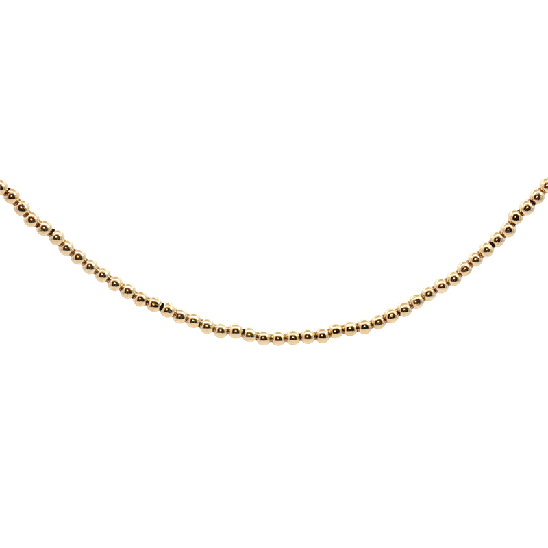 Yellow Gold Filled 2 MM Beaded Necklace - 15 Inch with 3 Inch Extender