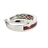 Elegant & Trendy 18K White Gold Princess Cut 0.97 Carats Ruby & 0.47 Carats Diamond Crossover Band